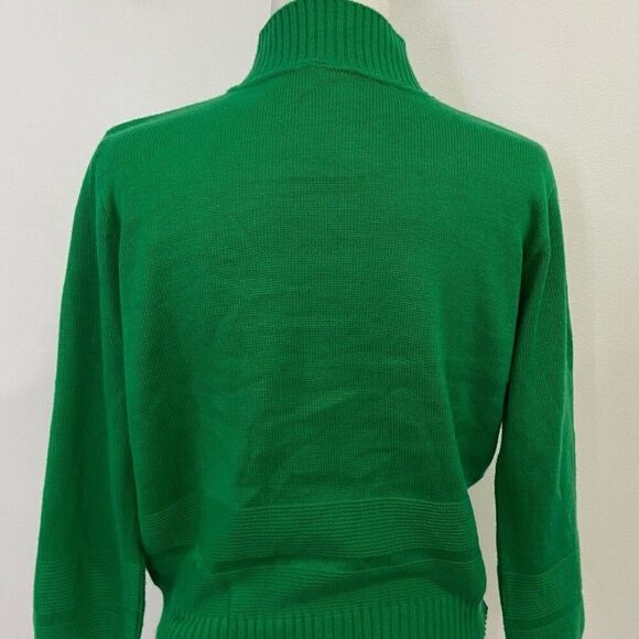 Crossed Double Anchors Emblem Women’s Green Mock Turtleneck Sweater Size M - Picture 6 of 11
